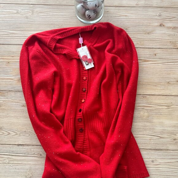 Leggiadro Sweaters - Italian Luxury Cashmere Red Cardigan| Large |  Lux | Large